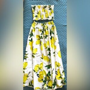 Two piece set- lemon tube top and skirt!